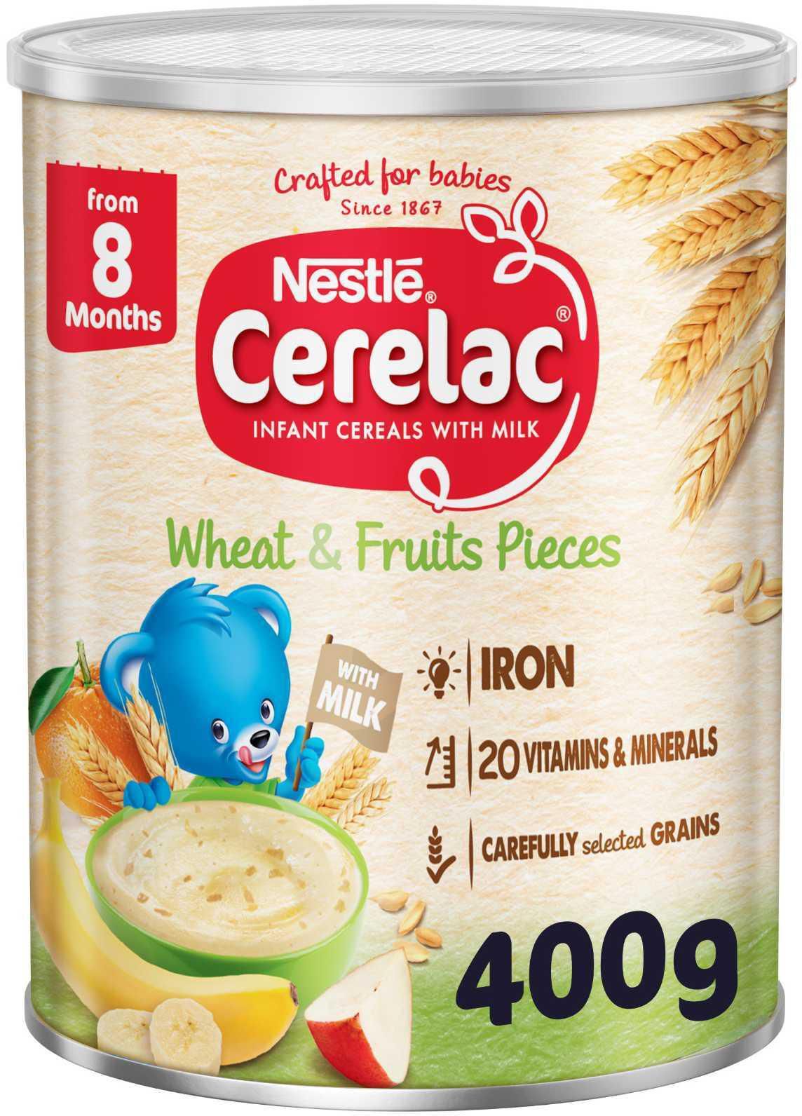 Nestle CERELAC Infant Cereals with iRON+ WHEAT and FRUIT PIECES from 8 months 400g Tin