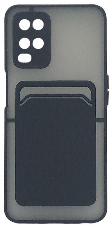 Shockproof Card Holder Matte Case For Oppo A54 - Black