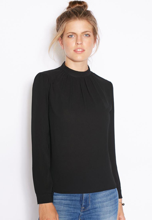 High Neck Pleated Top