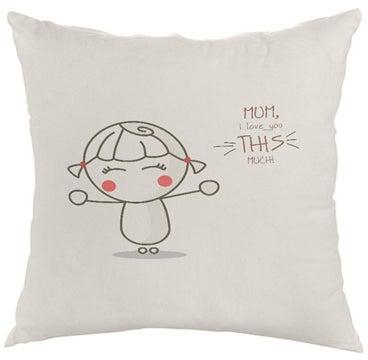 I Love You Mom Printed Cushion Cover White/Black/Pink 40x40centimeter