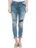 ONLY Medium Blue Denim Ripped Jeans Pant For Female