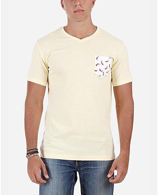 Ultimate Fashion Wear Chilli Pepper Cotton V-Neck T-Shirt - Yellow
