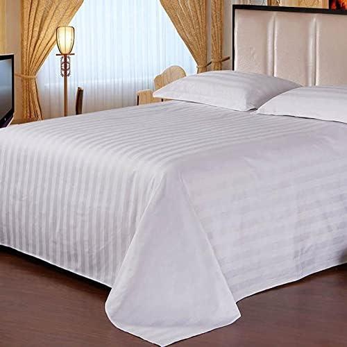 Single Bed Sheet 160x280 cm, 300TC Satin Stripe 100% Cotton, White_ with two years guarantee of satisfaction and quality