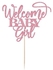 Kaoenla Welcome Baby Girl Cake Toppers - Baby Shower, Baby Shower, Newborn Gender Show Girl Happy Birthday Party Decoration(Rose Gold Glitter) (Pink)