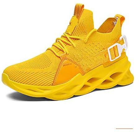 ZOIKOM Women's Shoes， Yellow Mesh Breathable Running Sport Shoes Sneakers Men Light Soft Thick Sole Hole Couple Shoes Athletic Sneakers Women Shoes (Size : 42)