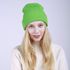 Women solid color straight striped curling double warm knitted wool cap