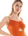 Kady Knitted Pattern Casual Short Dress With Front Keyhole - Orange