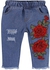 Kids Tales Designer Raglan Sleeve Top + Broken Hole Jeans 2Pcs Girl Outfits - 3 Yr Old Children Clothing Set