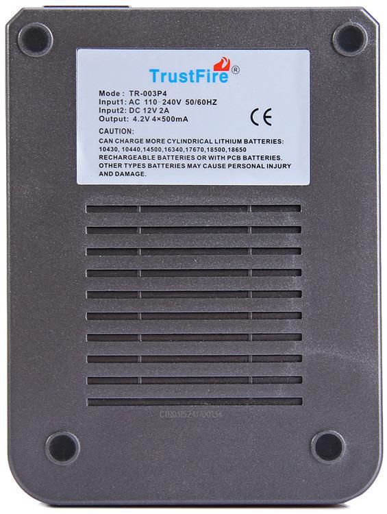 TrustFire TR-003P4 Two Input Ports 4 x 500mA Cylindrical Lithium Battery Charger