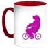Bear Driving A Bicycle Printed Coffee Mug Pink/Red/White
