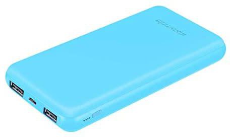 Promate Power Bank, Ultra-Slim 10000mAh Dual USB Portable Charger with 5V/2A USB-C Two Way Charging Port and Auto Voltage Regulation for iPhone X, Samsung S9, Note 8, OnePlus 5T, Voltag-10C Blue