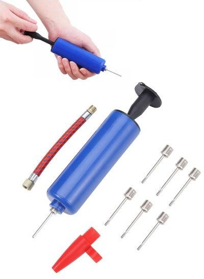 Multipurpose Hand Air Pump for Yoga Balls For All Kind Of Sports Balls For Swim Inflatable For Inflatable Bed Sofa For Toys For Balloons and Much More 7 Pc Needles 1 Pc Valve Adapter and 1 Pc Air Hose