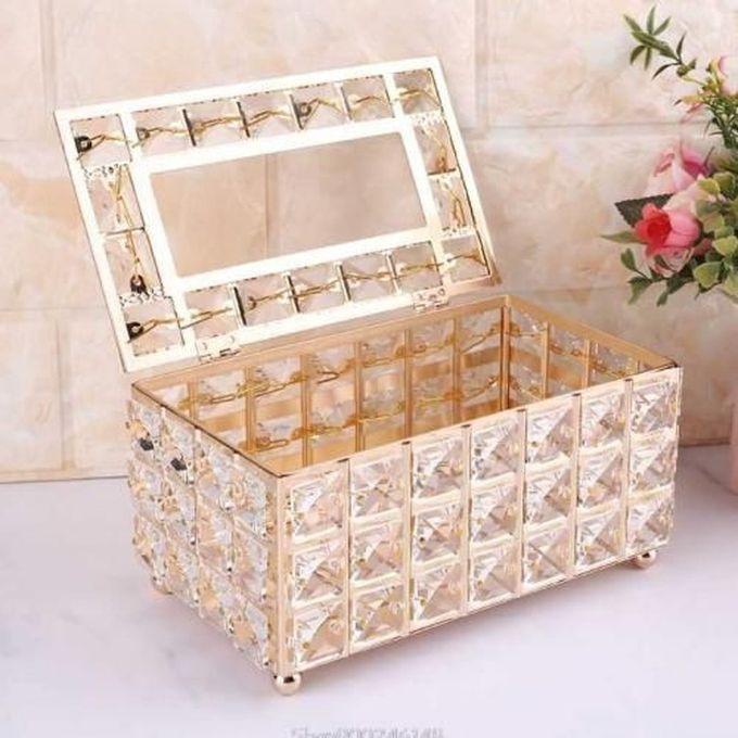 Crystal Tissue Box Made Of Plated Metal And Crystal, A True Piece Of Art That Is Indispensable In Any Home Or Office.
