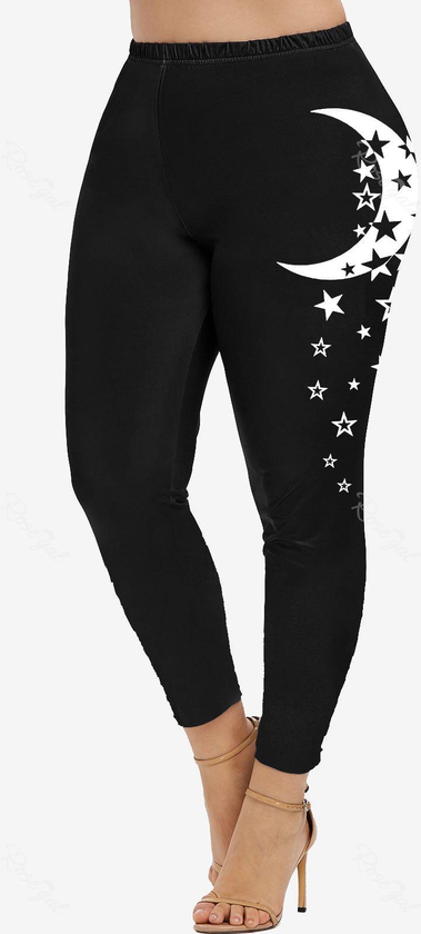Plus Size Moon Stars Printed Skinny Leggings - S | Us 8