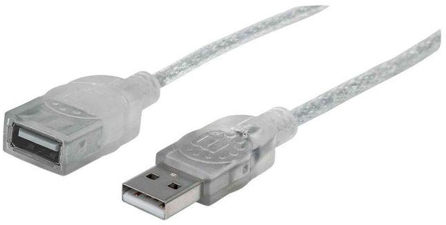 Manhattan HiType-A Male To Type-A Female Extension Cable - 1.8 M - Translucent Silver