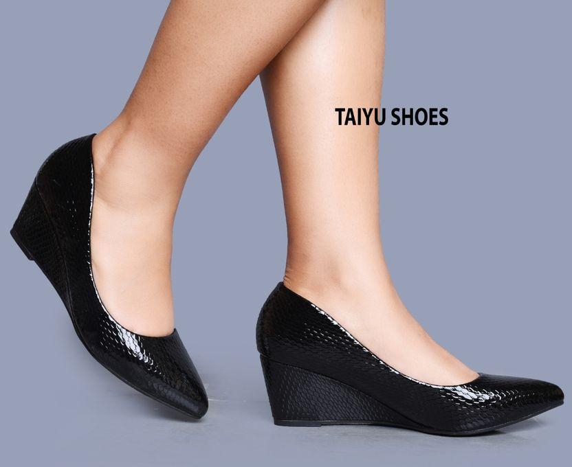 Taiyu Fashion Ladies Midlow Wedge-black