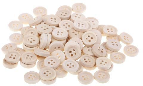 Generic 40pcs 12mm Wooden Buttons Natural Color Round 4-Hole Sewing