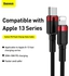 Baseus 1M USB C To Lightning 20W QC3.0 Power Delivery Nylon Braided Cable For Iphone 14 13 13 Pro 12 Pro Max 12 11 X XS XR 8 Plus Ipad Red / Black