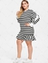 Striped Plus Size Ruffle Hem Mini Dress - 2x