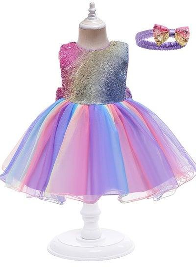 Gauze pompous dress dress flower children's holiday dress dress purple