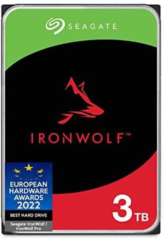 Seagate IronWolf, 3TB, NAS, Internal Hard Drive, CMR, 3.5 Inch, SATA, 6GB/s, 5,400 RPM, 64MB Cache, for RAID Network Attached Storage, 3 Year Rescue Services, FFP (ST3000VN006)