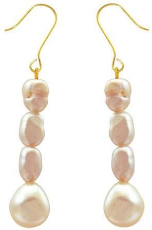 18 Karat Gold Drop Pearls Earrings