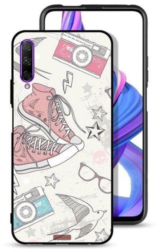 Huawei Y9s Protective Case Cover Canva Shoes And Camera Art