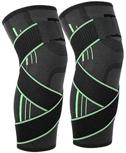 Compression Knee Brace Sleeves Sport Protective Knee Pads Breathable Knee Support for Running Basketball Cross fit Squats Lifting Knee Protector Green Lco5695