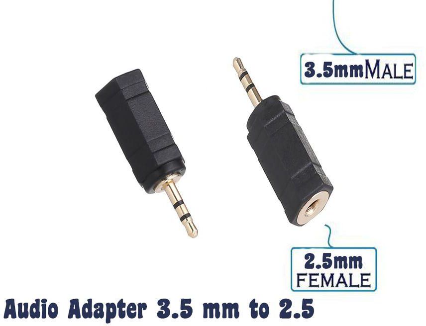 Aux 3.5 Mm Male To 2.5 Mm Female Audio Stereo Headphone Converter Adapter - Black