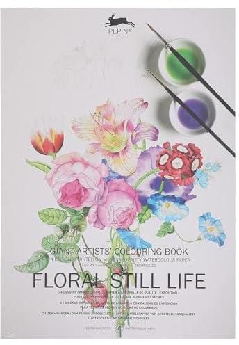 Pepin Giant artist's Floral Still Life Coloring Book - 24 Designs