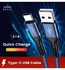 BRAVE 30W USB Cable Type-C Connector 3.1A Nylon Braided Durable Fast Charge and Data Cable (1.2m/4ft) Made of Aluminum Alloy for Long Lasting Material, Safe and Reliable, Flexible Blue
