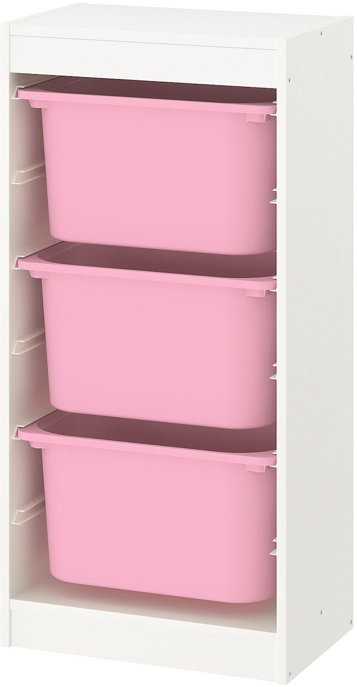 TROFAST Storage combination with boxes - white/pink 46x30x94 cm