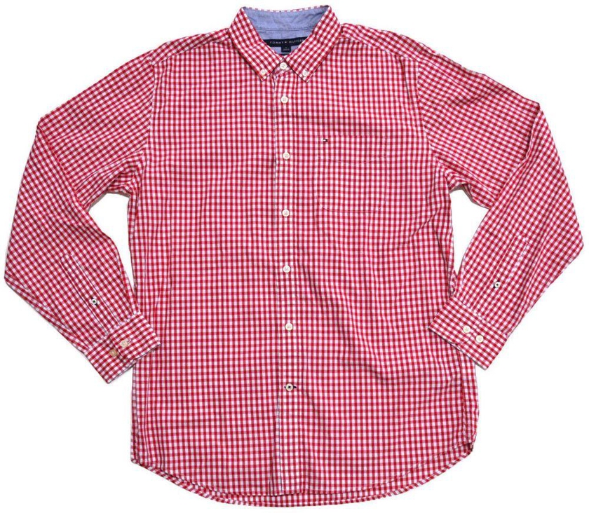 Tommy Hilfiger - Classic Fit Gingham Men Shirts-Red-L