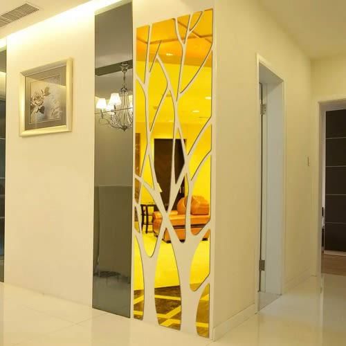 Mirror Wall Sticker Tree Acrylic Decal - 3D Gold - 135x37cm