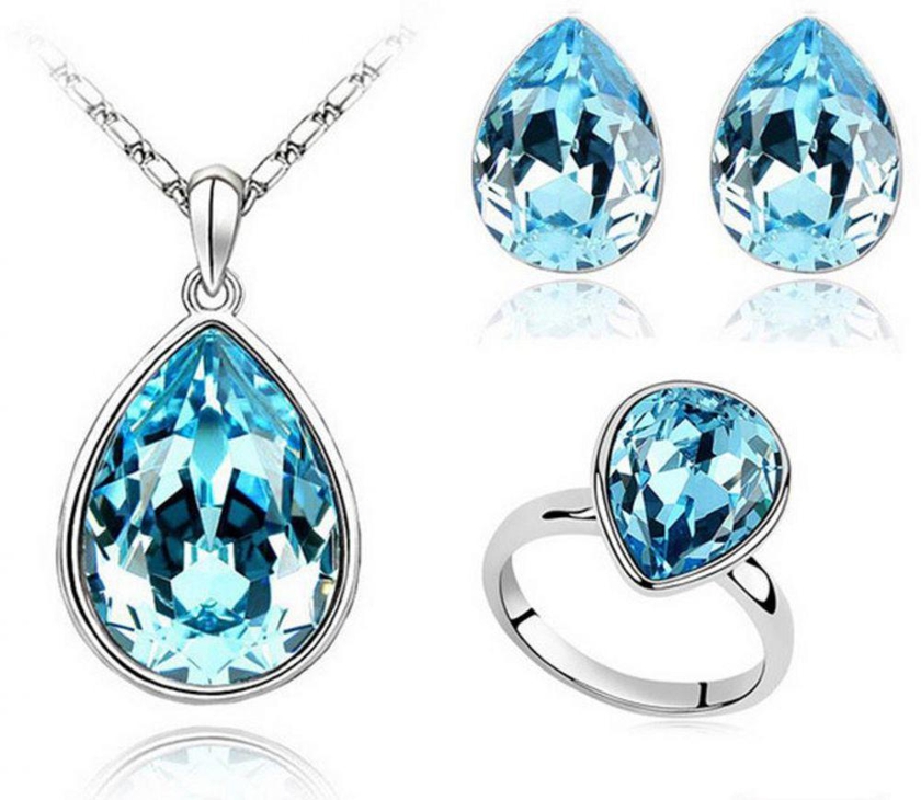 Mysmar Austrian Crystal Tear Drop Jewelry Set [MM21]