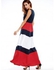 Patriotic Contrast Panel High Waisted Dress - Red - S