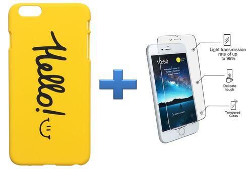 Generic Back Cover For Apple iPhone 5 - Yellow + Clear Screen Protector for iPhone 5