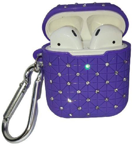 Embroidered Silicone AirPods Case For Women - Purple