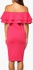 Pink Frill Bardot Bodycon Dress