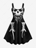Plus Size Halloween Costume Skull Flame Lace Up 3D Print Tank Dress - 6x