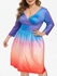 Plus Size Plunge Dotted Ombre Color Dress - L