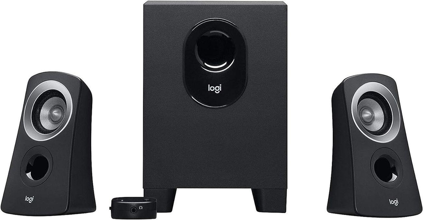 Logitech Logitech Z313 2.1 Multimedia Speaker System with Subwoofer, Full Range Audio, 50 Watts Peak Power, Strong Bass, 3.5mm Audio Inputs, UK Plug, PC/PS4/Xbox/TV/Smartphone/Tablet/Music Player - Black