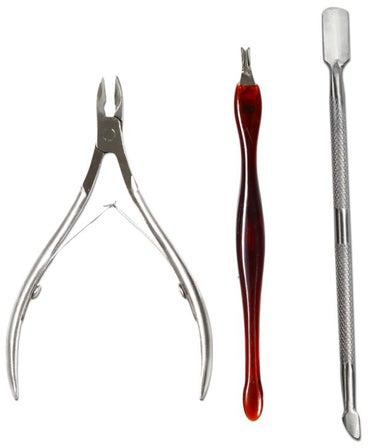 3-Piece Stainless Steel Manicure Tool Silver/Red