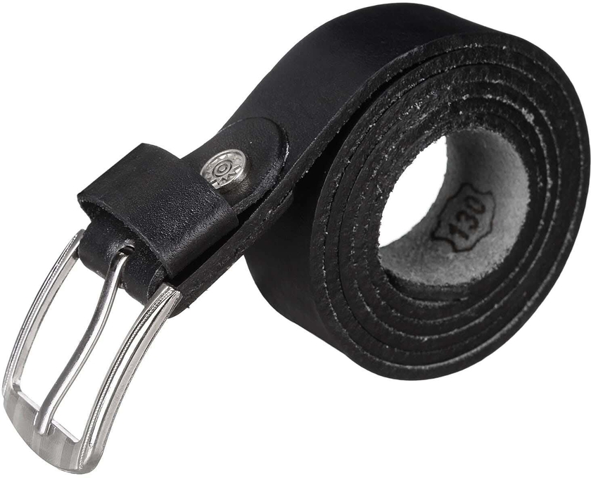 Get Golden Natural Leather Belt for Men, 123 cm - Black with best offers | Raneen.com