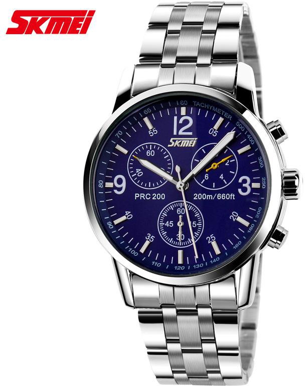Skmei 9070 Men Luxury Brand New Military Sports Quartz Fashion Full Stainless Steel Wristwatches