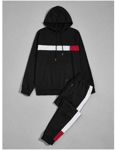 Up And Down Multicolor Hoodie And Joggers- Black