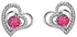 White Gold Plated Heart Shaped Earings With Pink Coloured Crystals E72