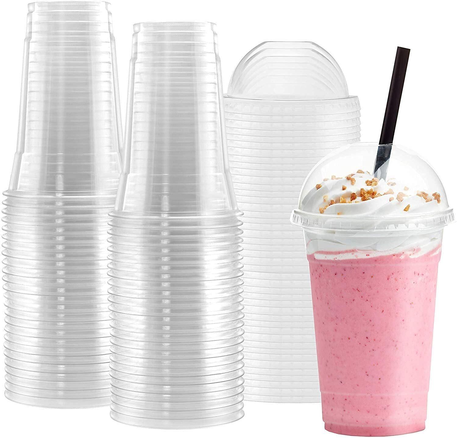 16 oz. Plastic Cups With Dome Lids [50 Sets] Disposable Clear Cups for Cold Drinks, Dessert, Milkshake, Iced Coffee, Slush, Smoothies&hellip;