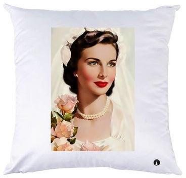 Girl Printed Throw Pillow Polyester White/Beige/Red 30x30cm