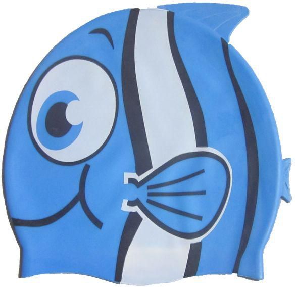 Silicone Swim Cap Fish - blue